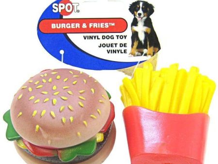 Spot Vinyl Hamburger & Fries Dog Toy - 2 Pack on Sale